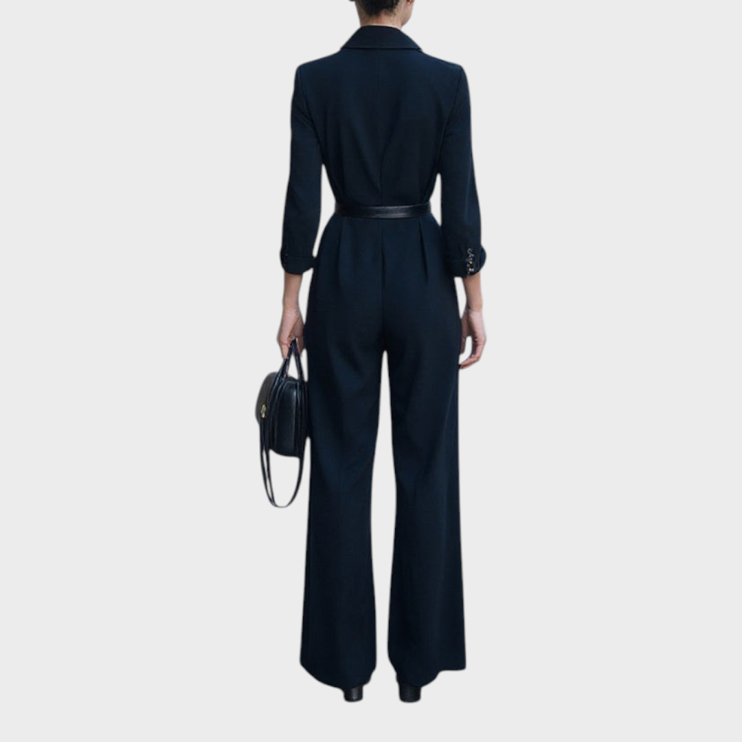 Maristella | Double-Breasted Belted Jumpsuit With Wide-Leg Trousers