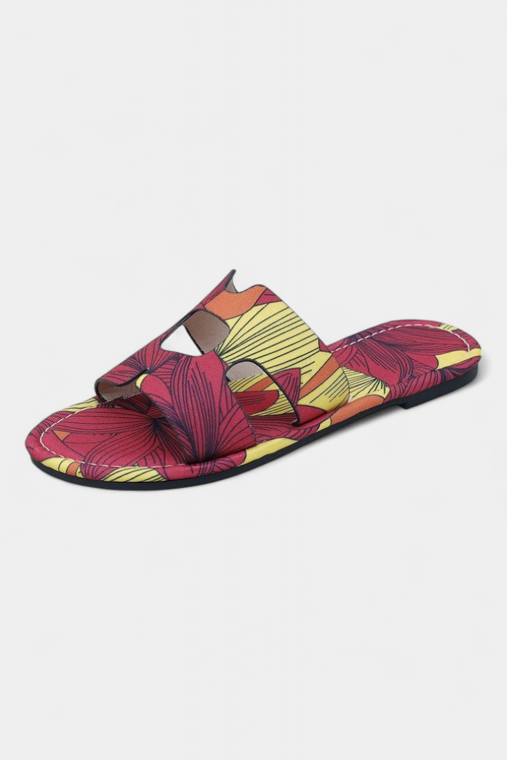 Berenice Multicolored flat sandals with tropical print
