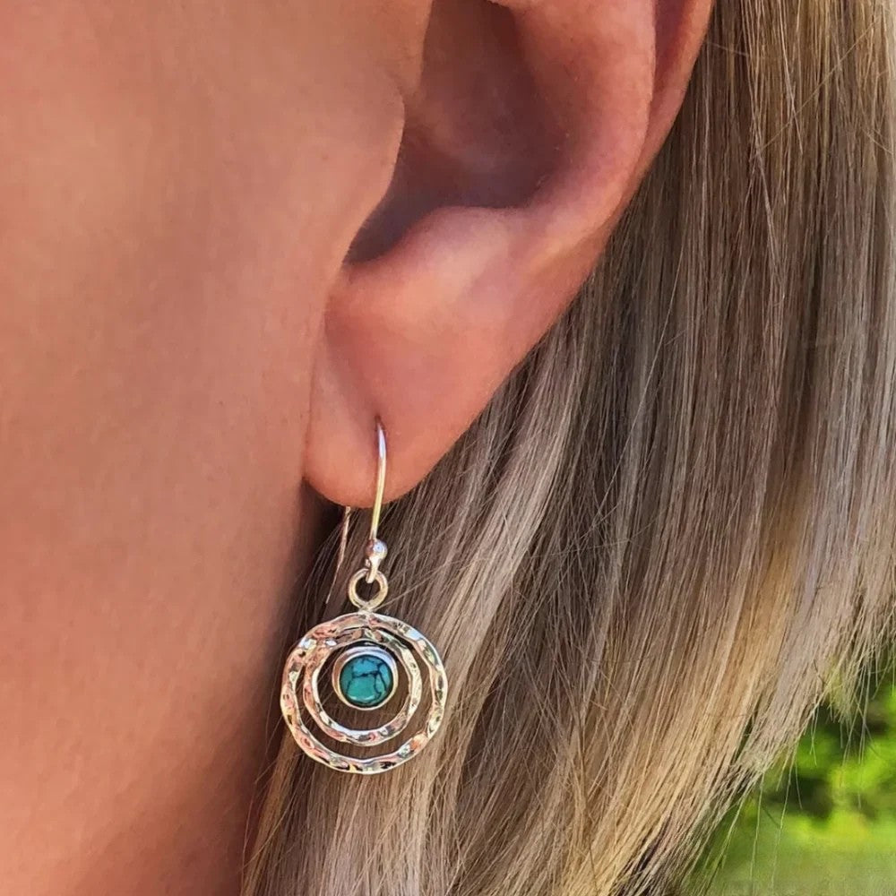 Boho Saturno earrings with turquoise stone