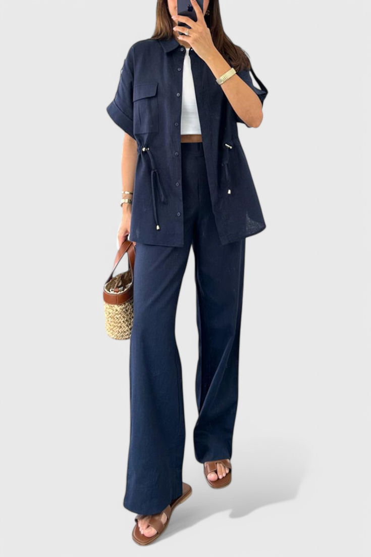 Lani Loose Two-Piece Set with Shirt and Pants