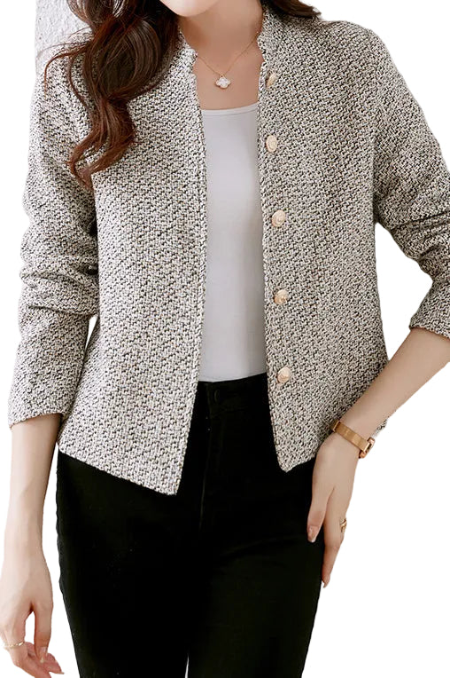 Eleanor - Elegant Nail Color Tweed Jacket with Lining