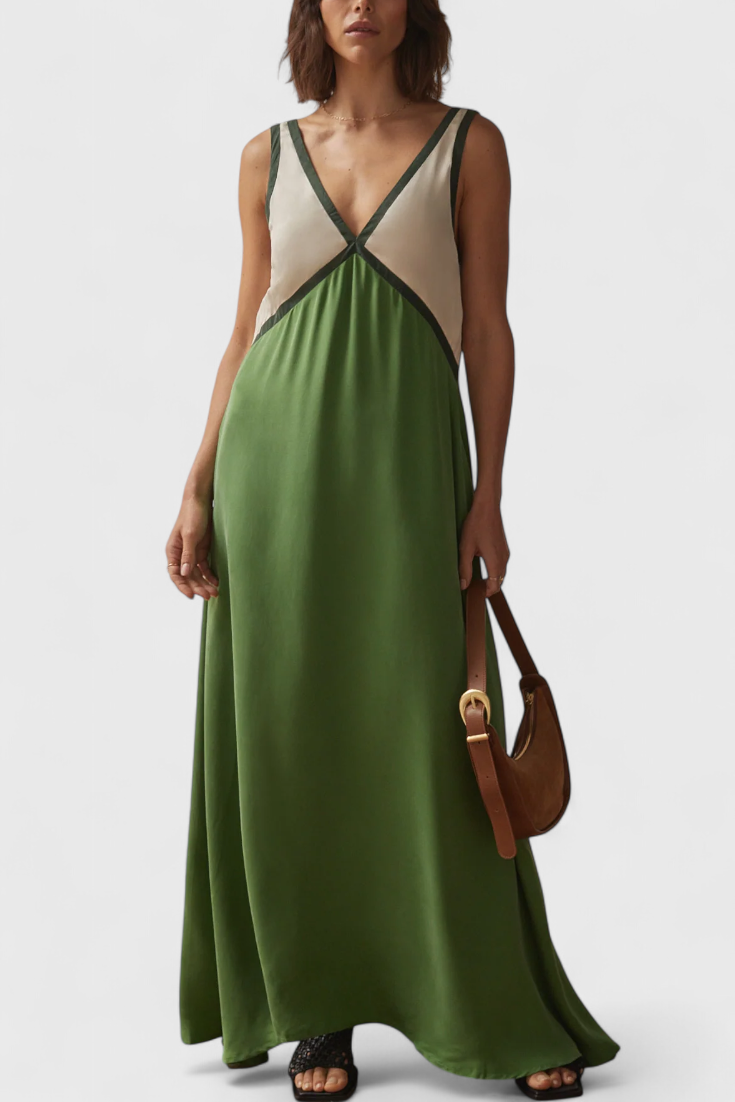 Diamond Boho Summer Dress with V Neckline