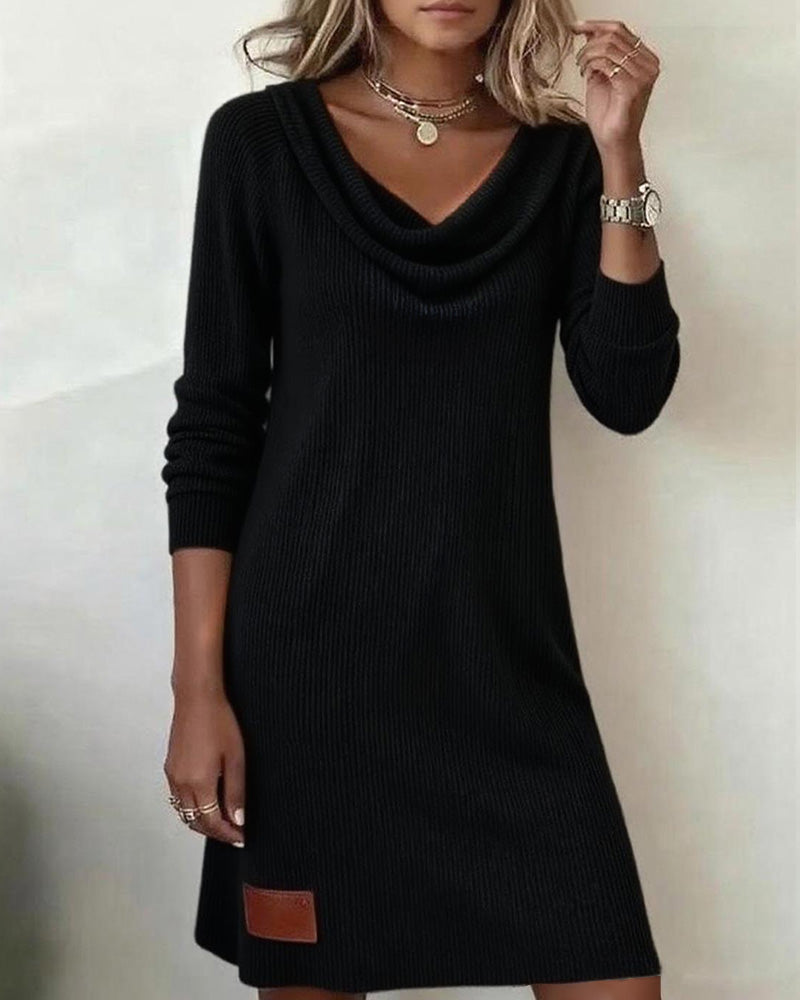 Celine | Casual Dress with Long Sleeves and High Collar