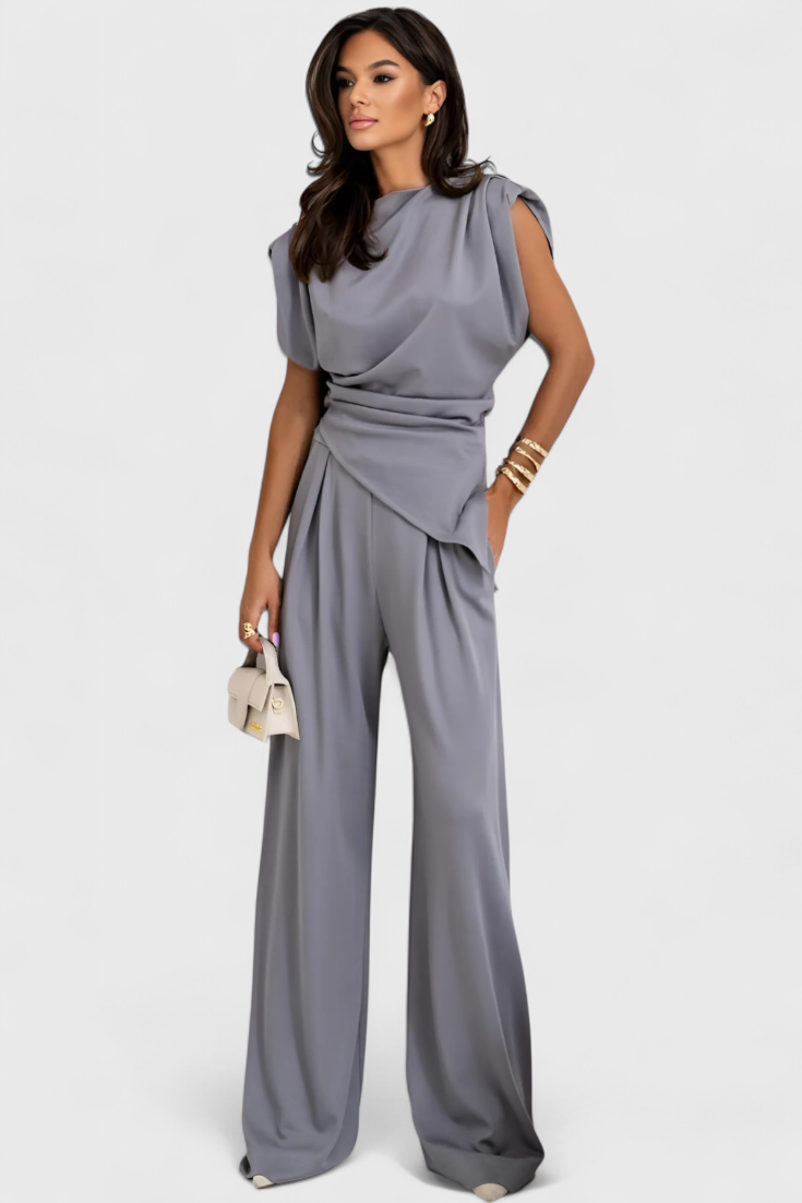 Sofia Asymmetric Set with Draped Shoulders