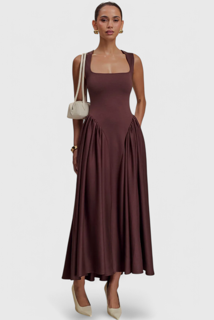Verona Midi Dress with Square Neckline