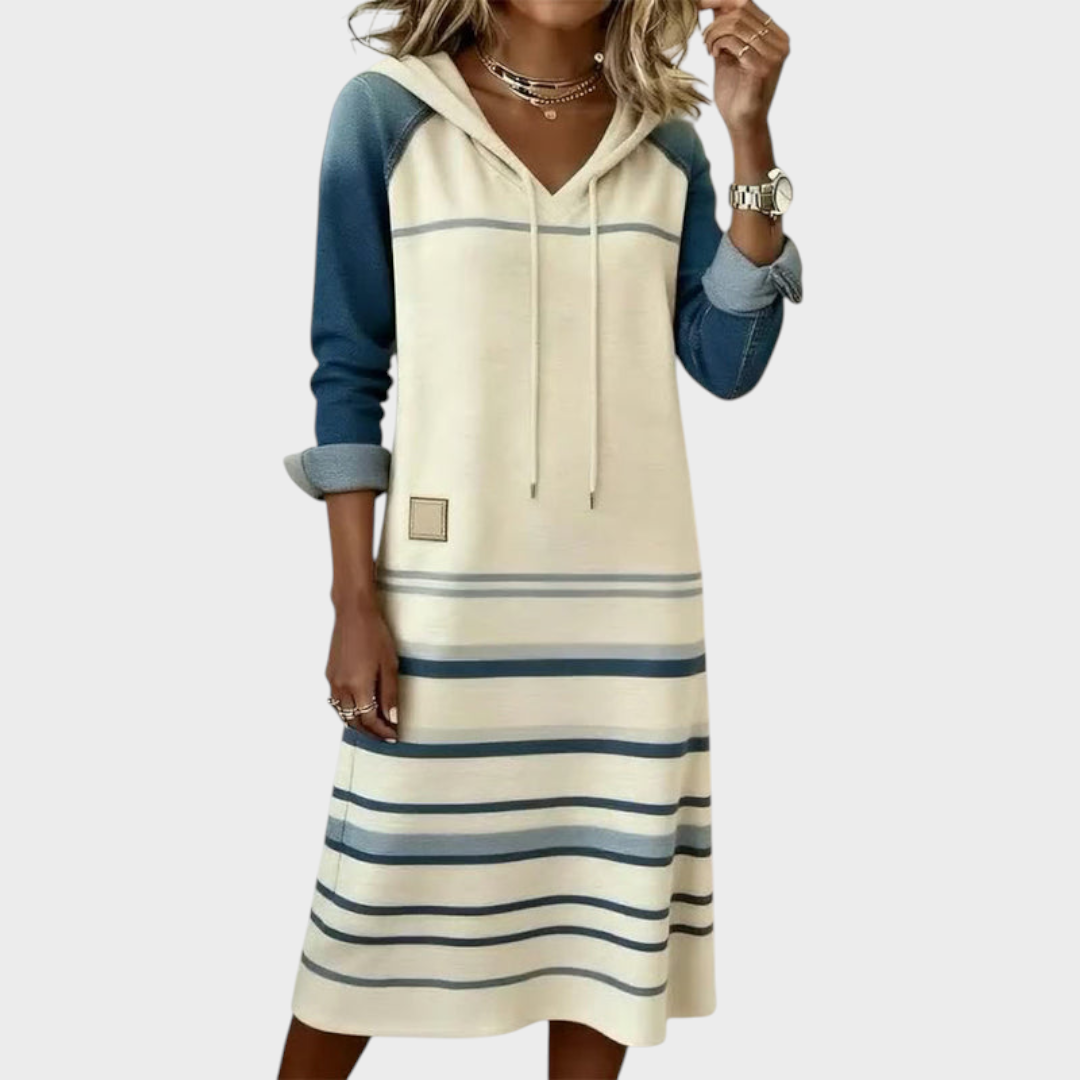 Nayeli | Striped Hooded Dress with Color Mixing