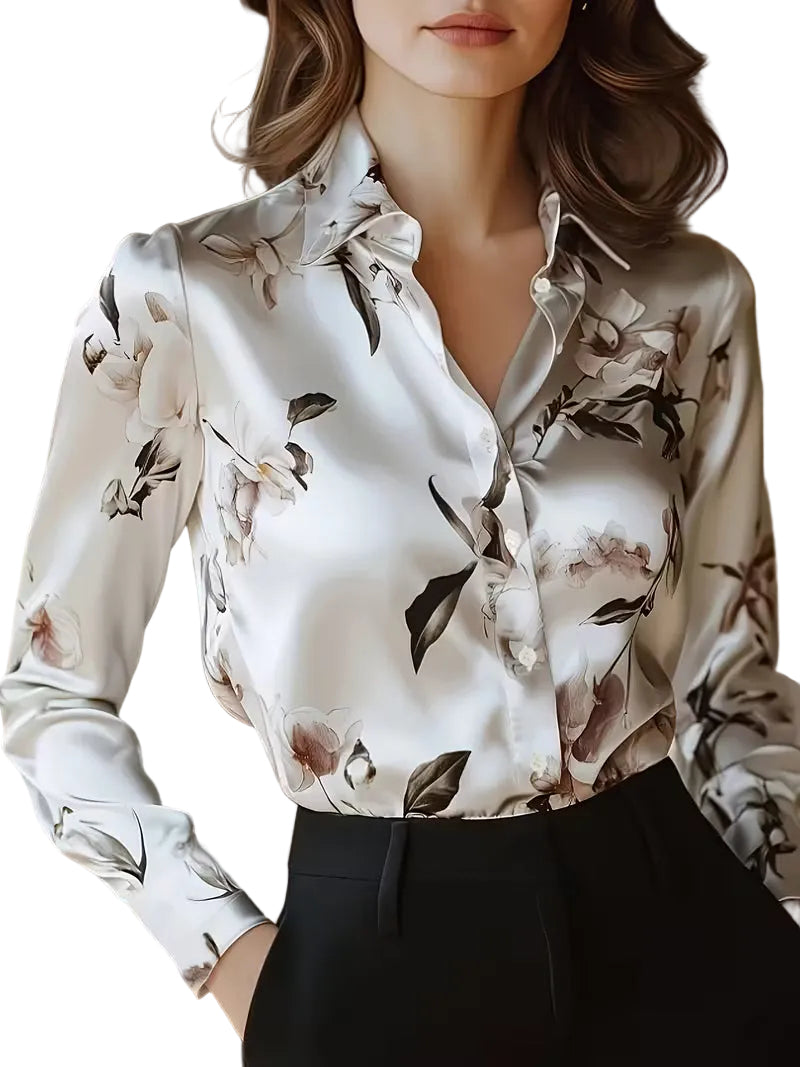 Brittney - Long Sleeve Floral Print Blouse
