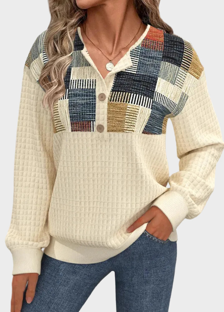 Linora | Patchwork Knit with Buttons