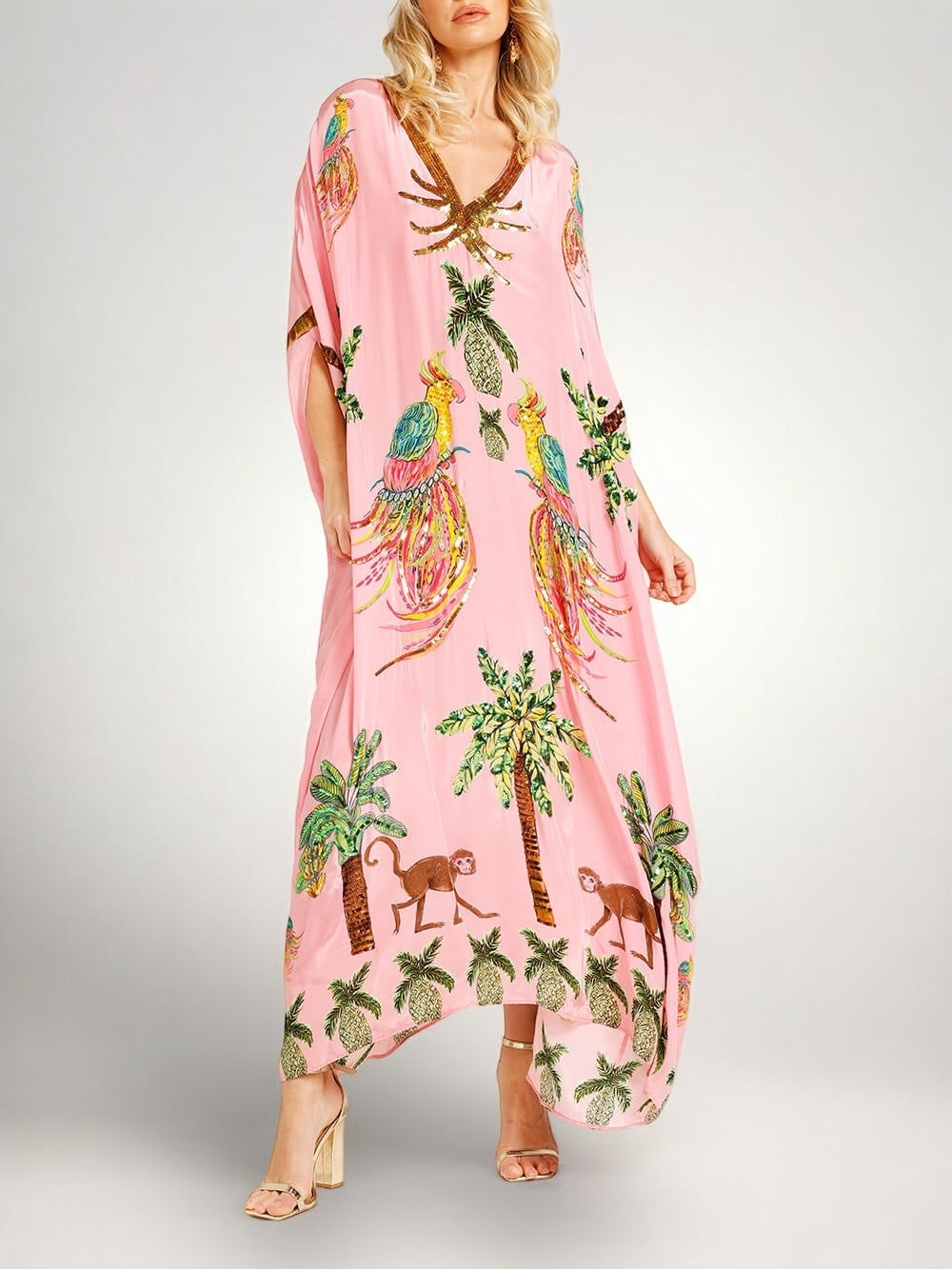 Sahara | Drop Shoulder Sleeve Coconut Tree Printed Dress