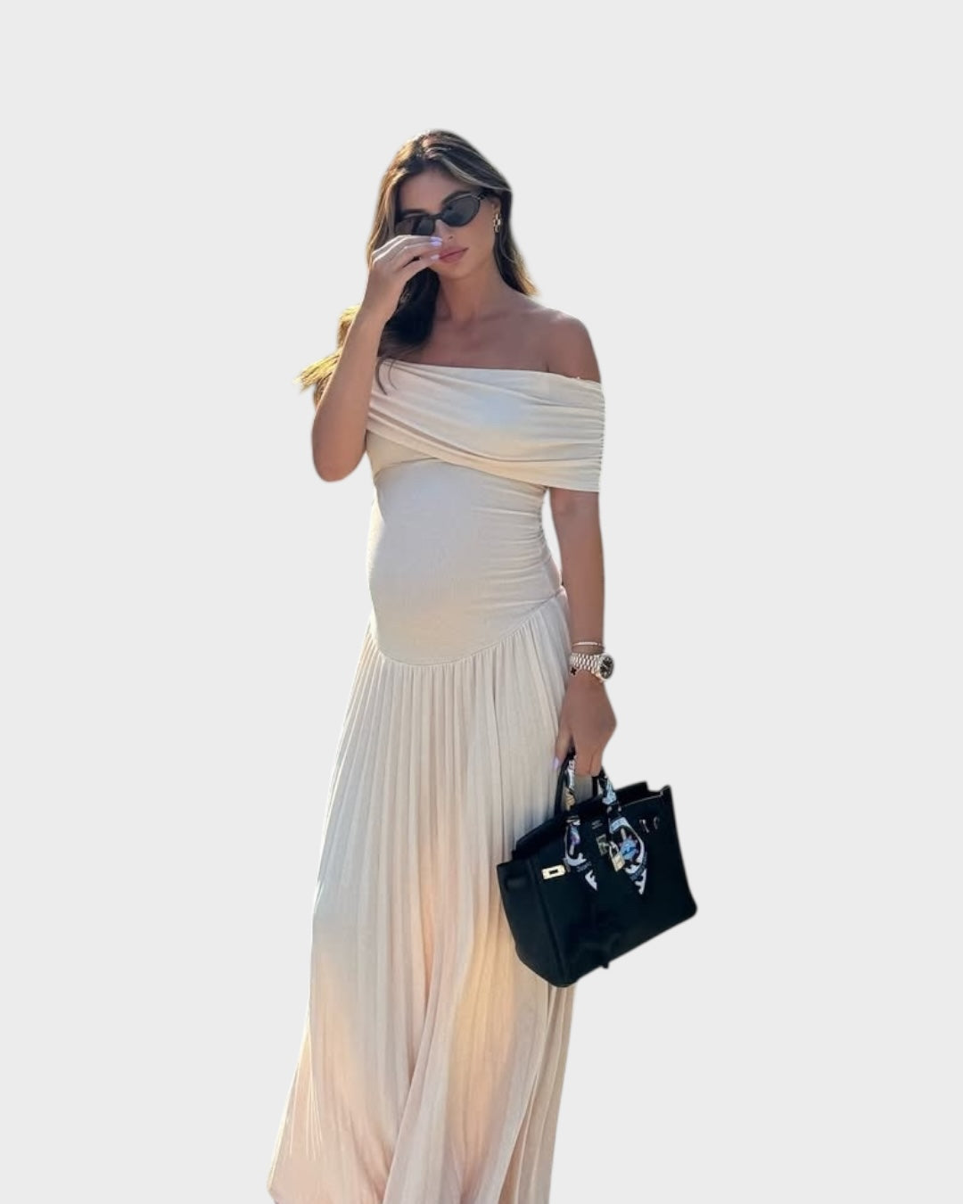 Amara - Maternity Maxi Dress with Pleats