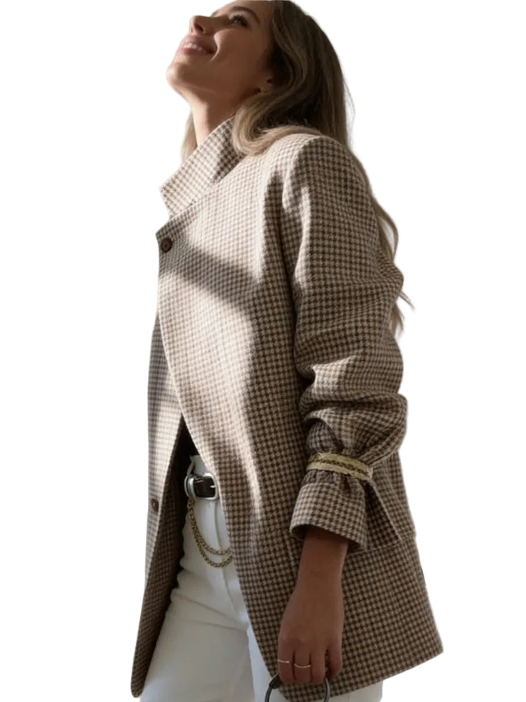 Shiori - Vintage Plaid Structured Blazer