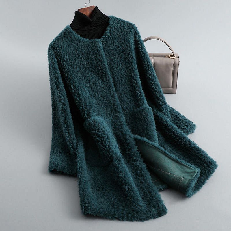Shearling coat with wool lining