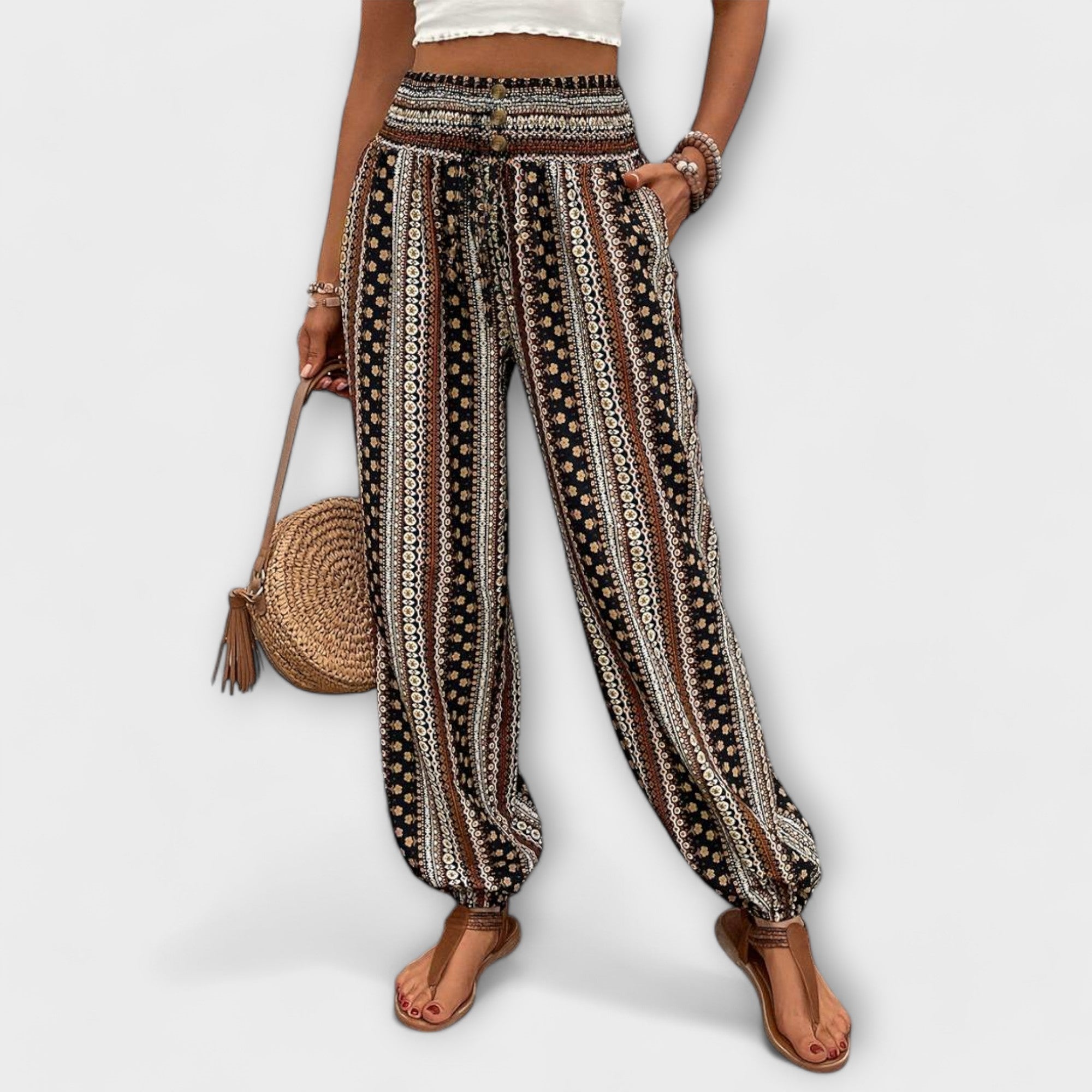 Scarlett - Trousers with ethnographic pattern