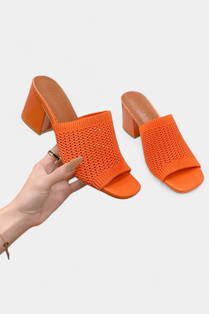 Christy Square Mesh Heel Sandals