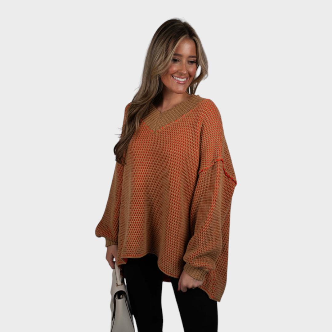 Simone | Read My Mind Sweater (Camel/Orange)