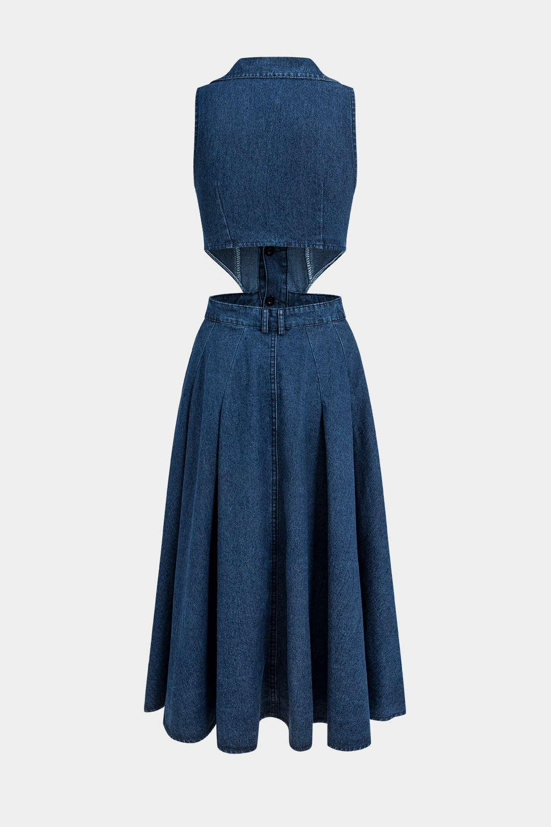 Alia Sleeveless Denim Dress with Cutout