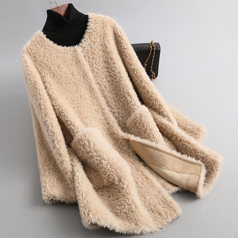 Shearling coat with wool lining