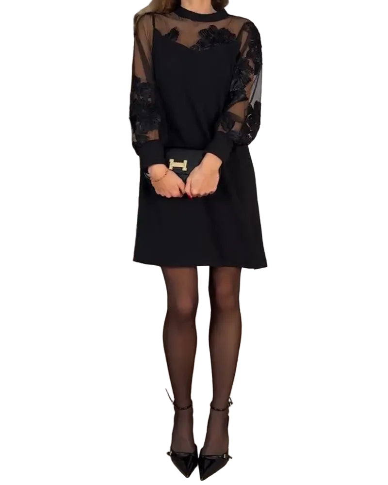 Riley | Mesh-Detail A-Line Dress