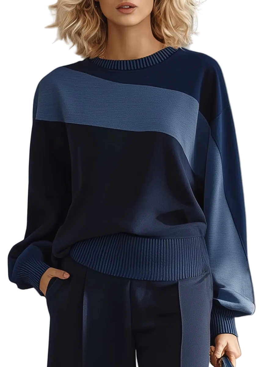 Kendal - Casual Sportswear Patchwork Sweatshirt And Sweatpants Set