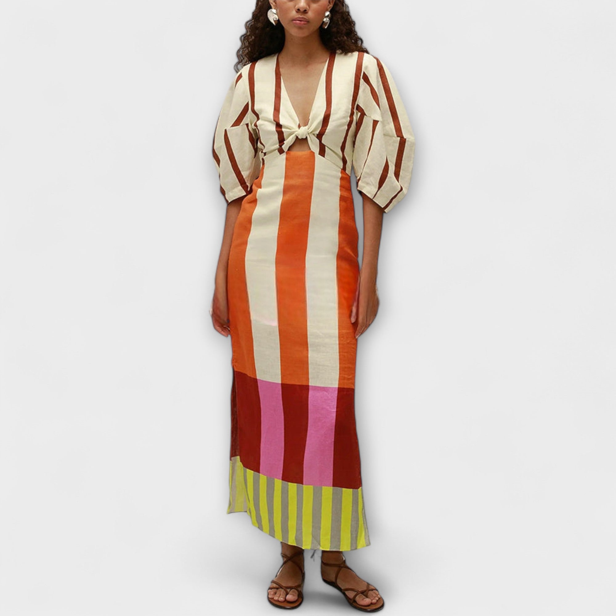 Kaya — Maxi Dress with Cut-out and Puff Sleeves