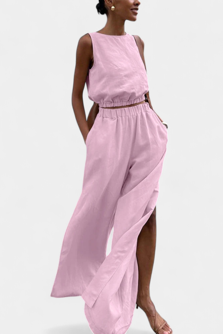 Portia Cotton and Linen Set with Side Opening