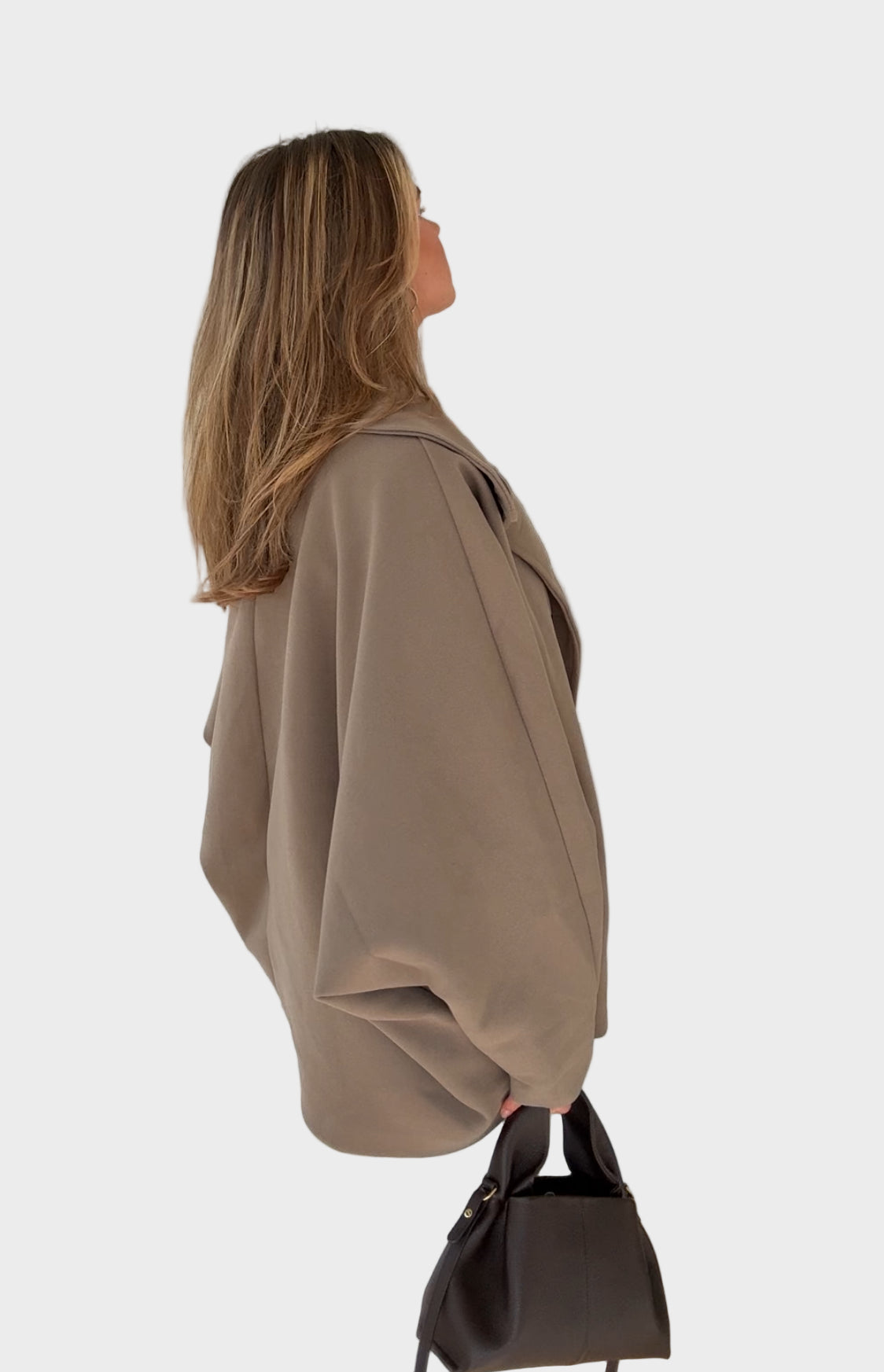 Wide-leg jacket in cinnamon color