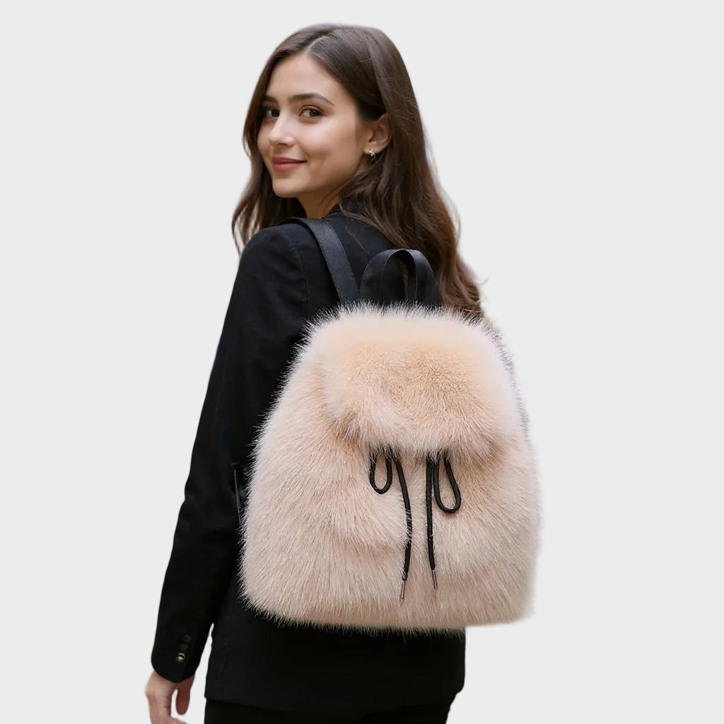 Bernice | Faux Fur Drawstring Backpack