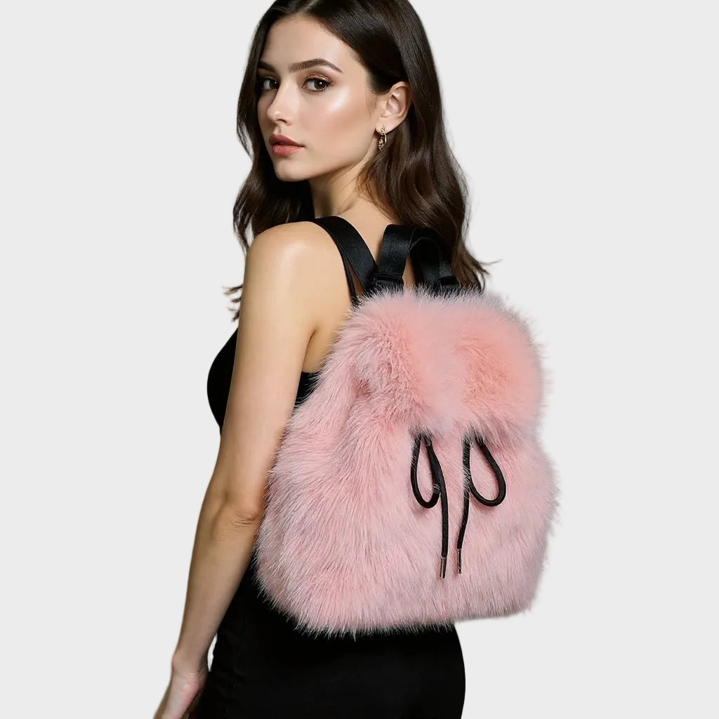 Bernice | Faux Fur Drawstring Backpack