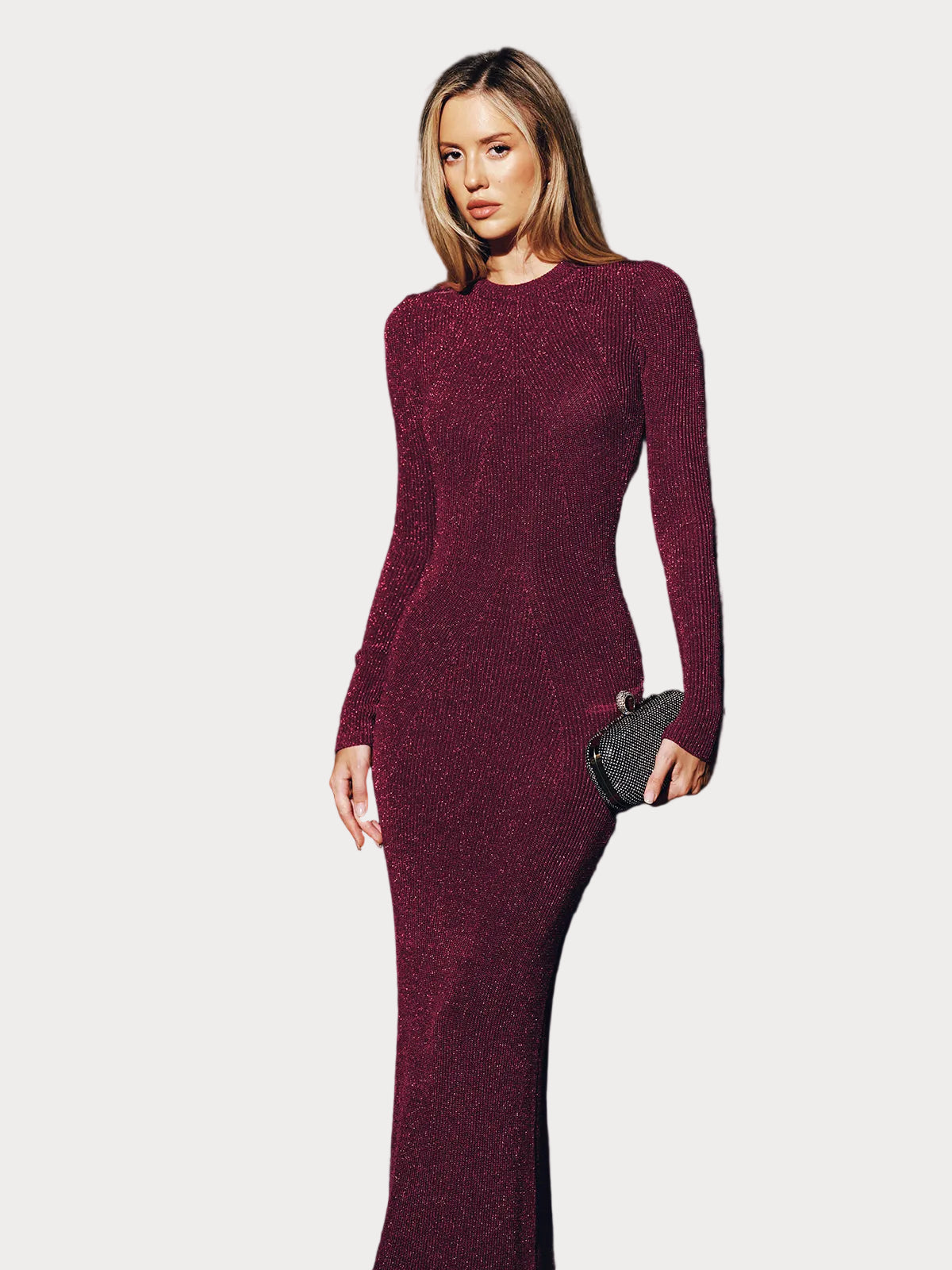 Becky | Long Bodycon Dress with Shine and Open Back