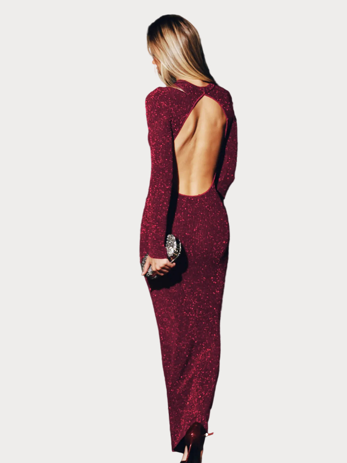 Becky | Long Bodycon Dress with Shine and Open Back