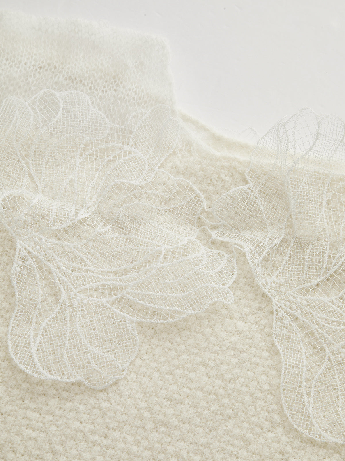 Basha | Floral lace semi-sheer sweater with a round neckline
