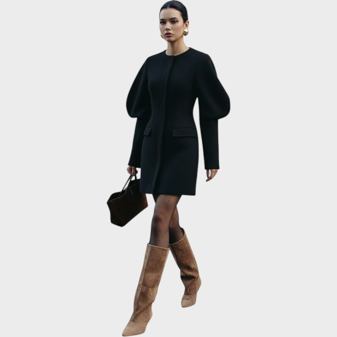 Dessa | Mini Dress Made of Short Fabric with Puff Sleeves