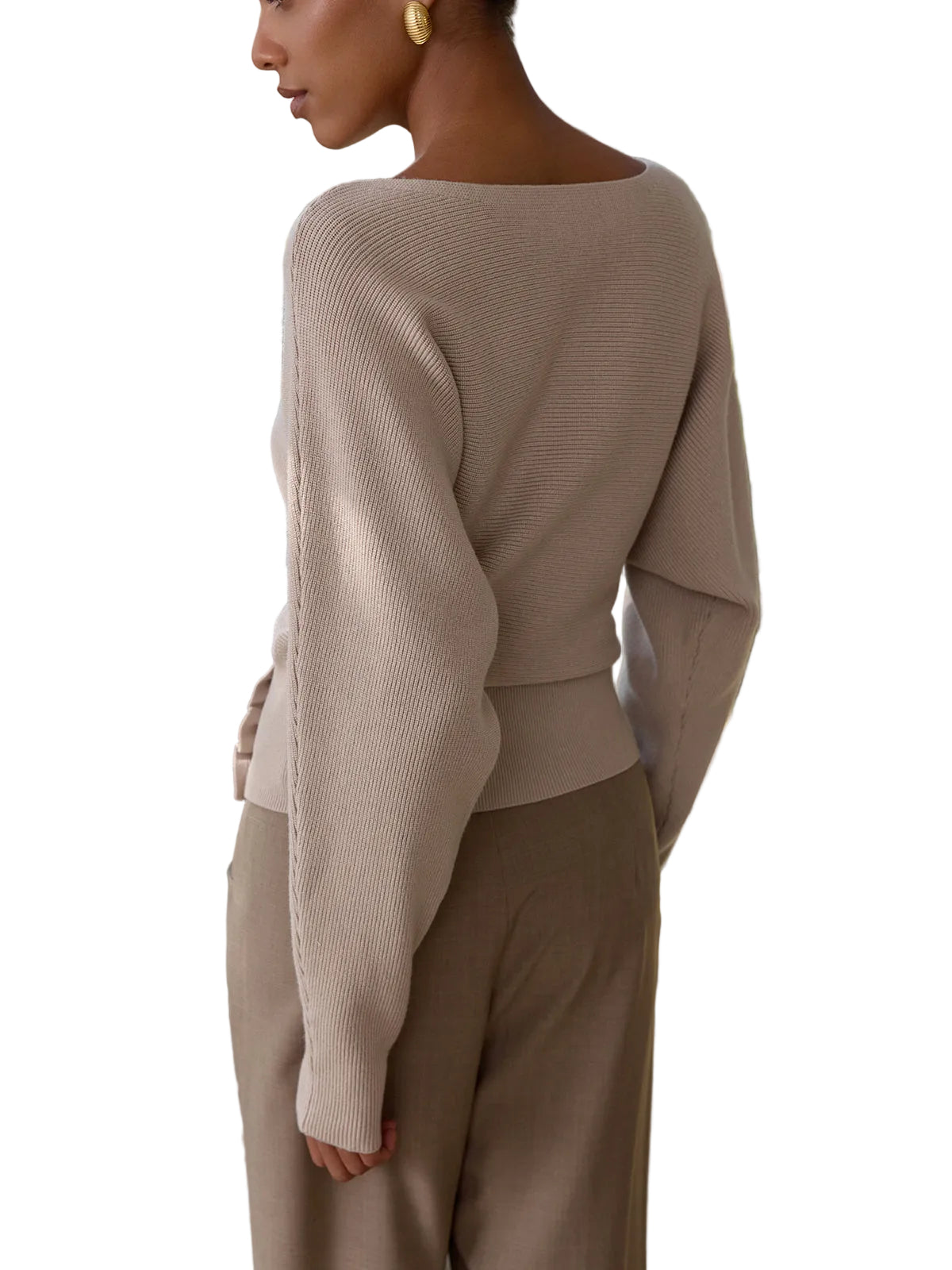 Rina - Metal Detail Ribbed Knit Sweater