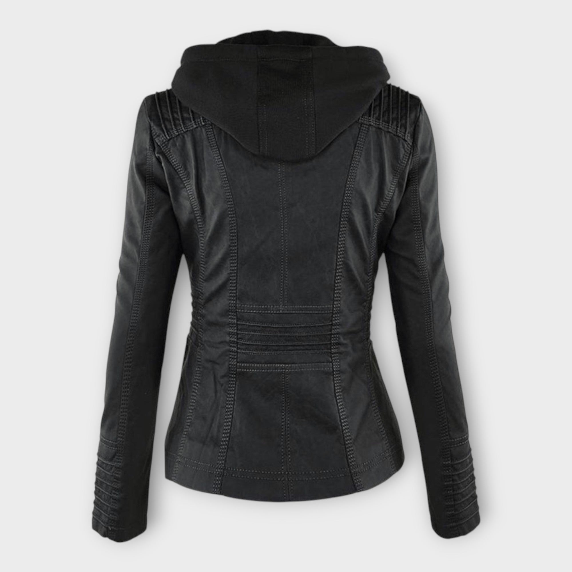 Modern Leather Jacket with Hood and Timeless Line
