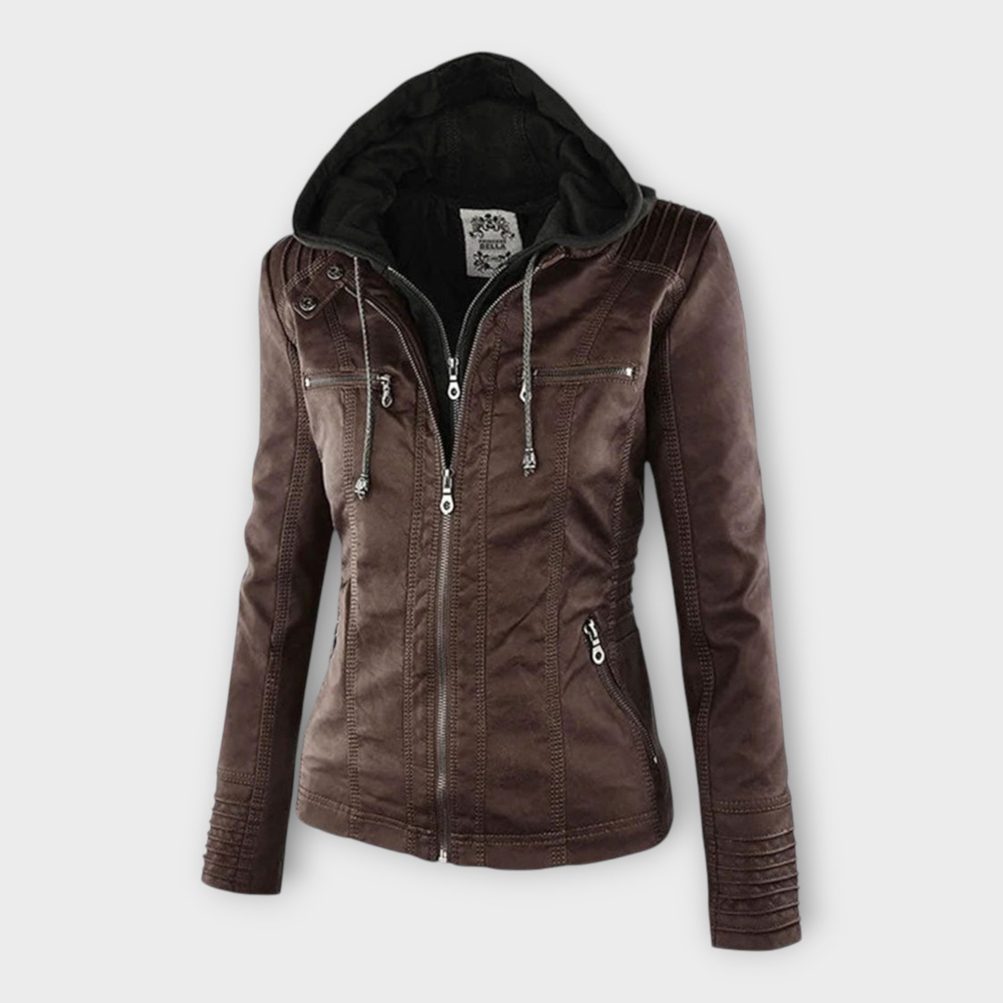 Modern Leather Jacket with Hood and Timeless Line