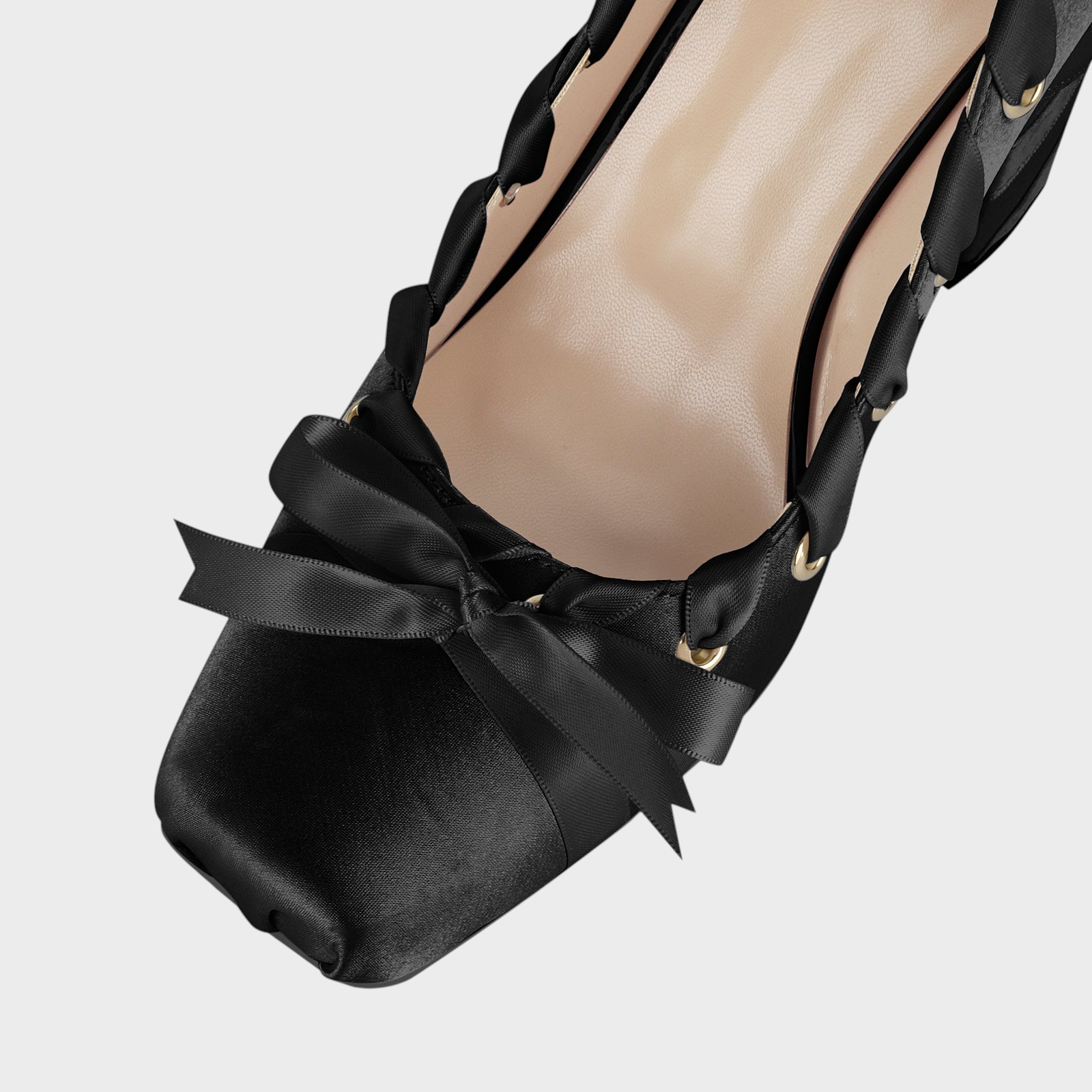 Gracelynn | Ballerina with Satin Flower and Square Toe