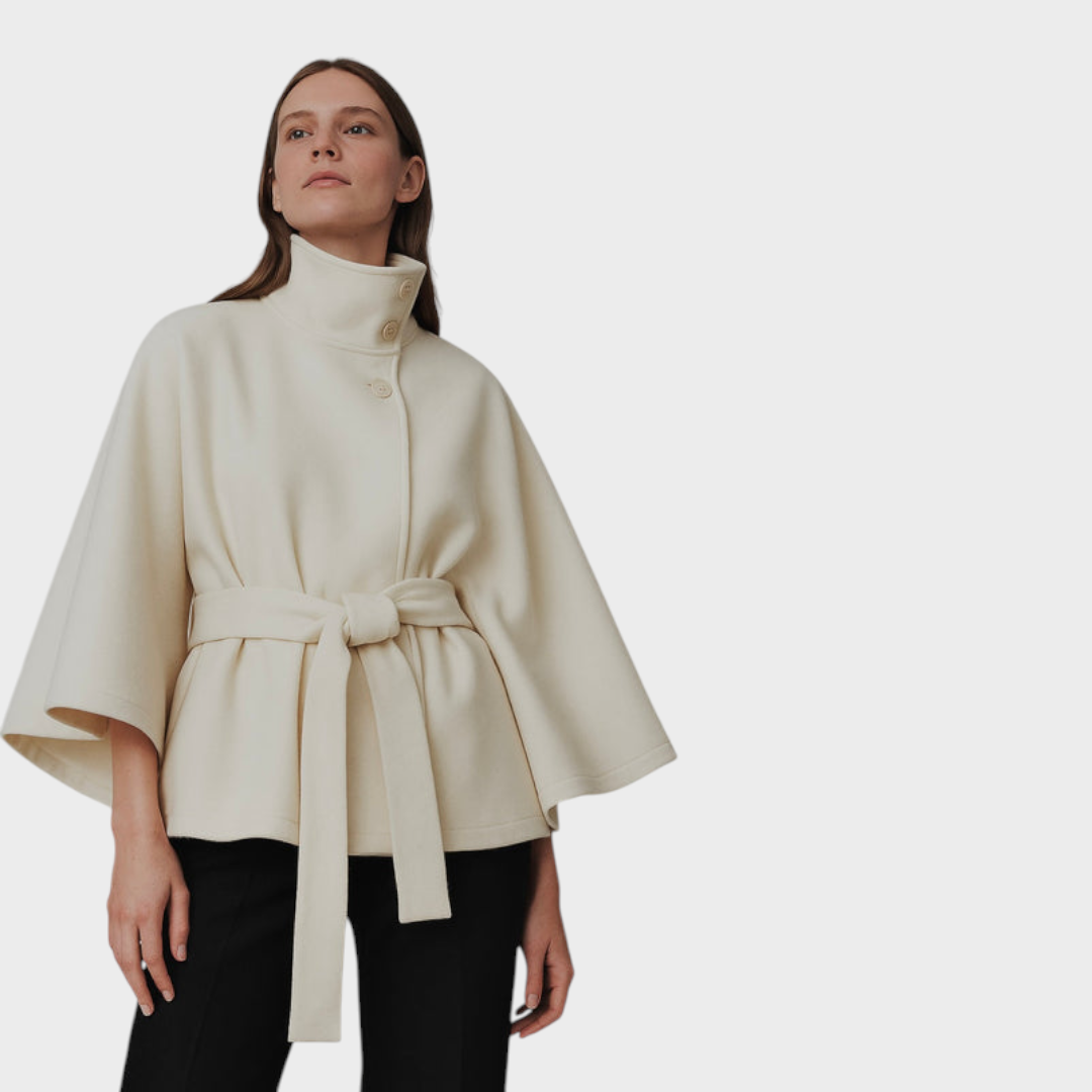 Shayla | Cape Jacket with High Neck and Belt