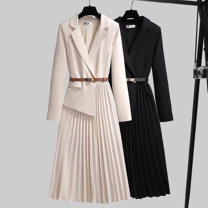 Nova Elegant Pleated Blazer Dress