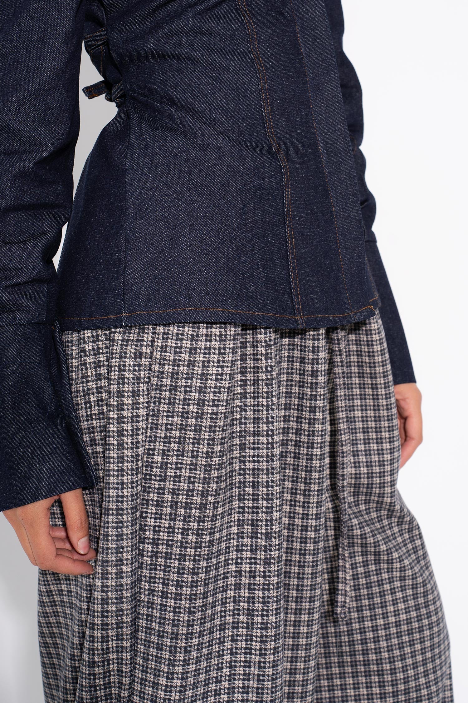 MILA -Fitted Denim Shirt - Navy