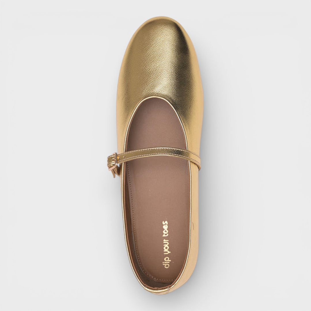 Navea | Gold Mary Jane Flats