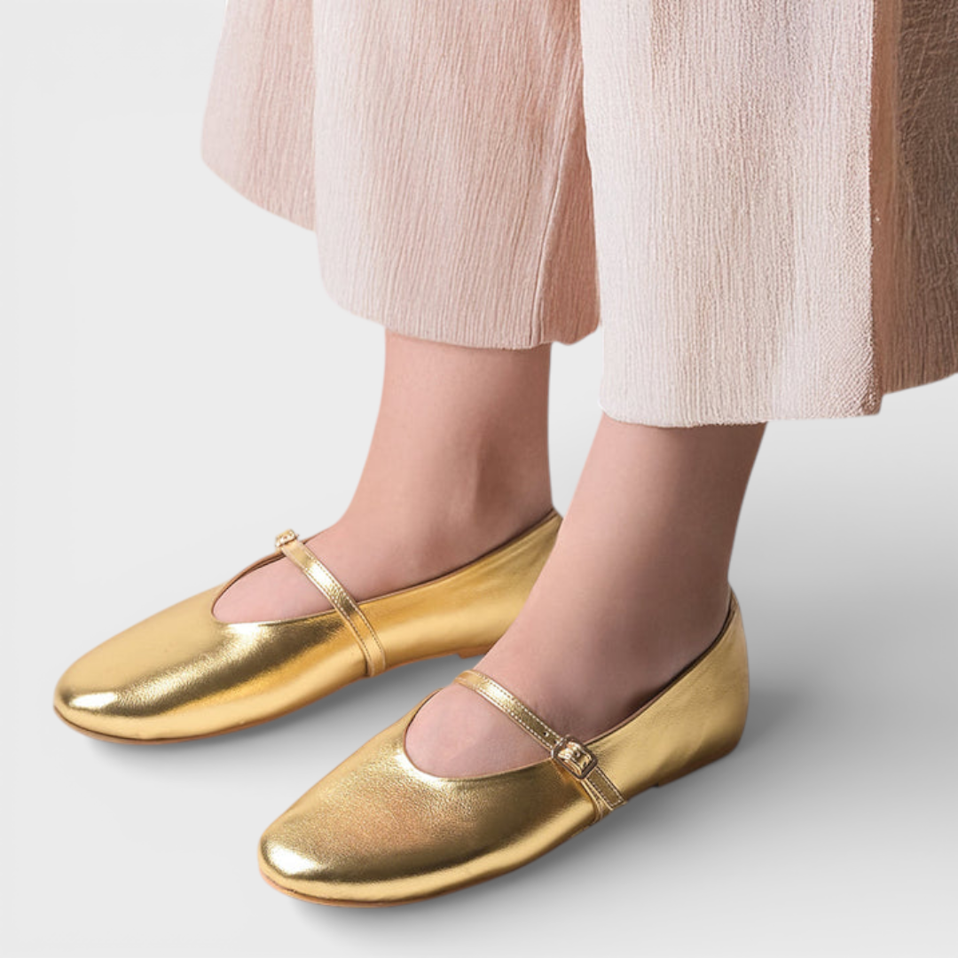 Navea | Gold Mary Jane Flats