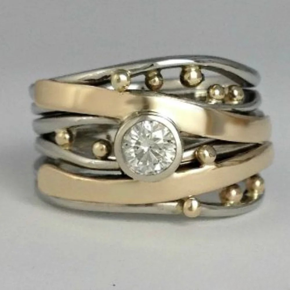 Classic Gold Ring with Zirconia Inserts
