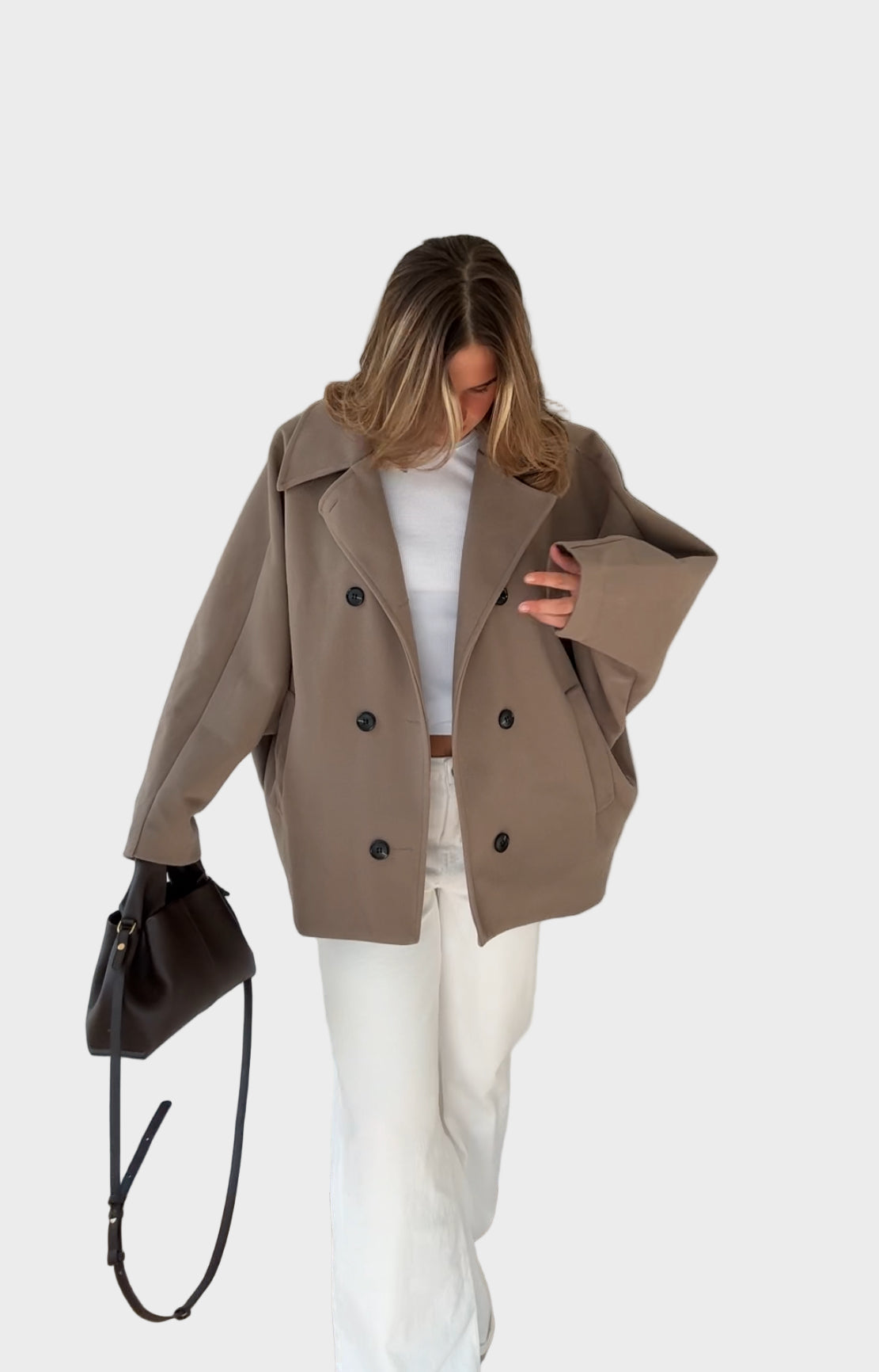 Wide-leg jacket in cinnamon color