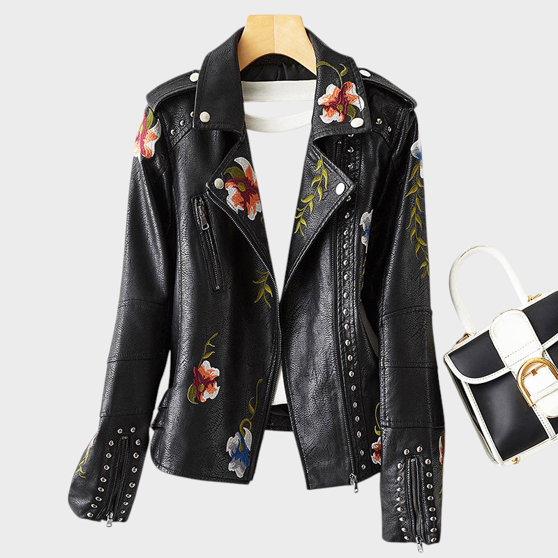 Elara | Embroidered Motorcycle Jacket