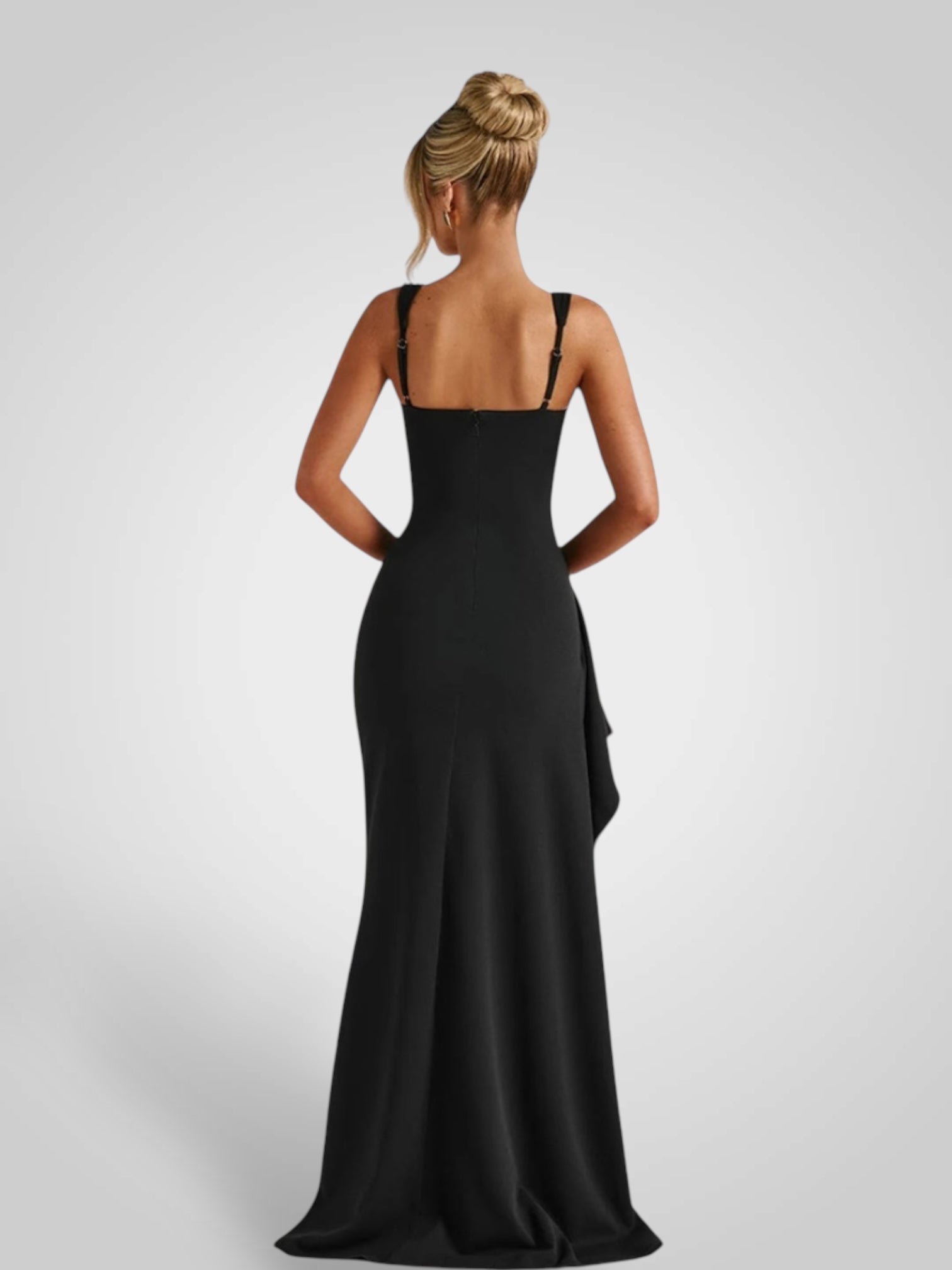 Loravel | Black Satin Split Maxi Dress