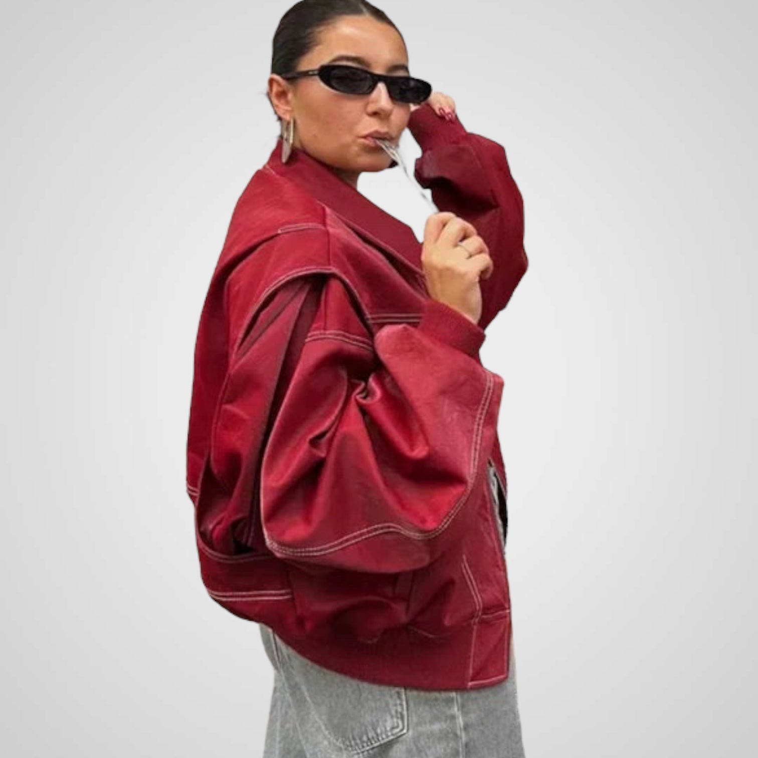 Sabrina | Wide Leather Jacket