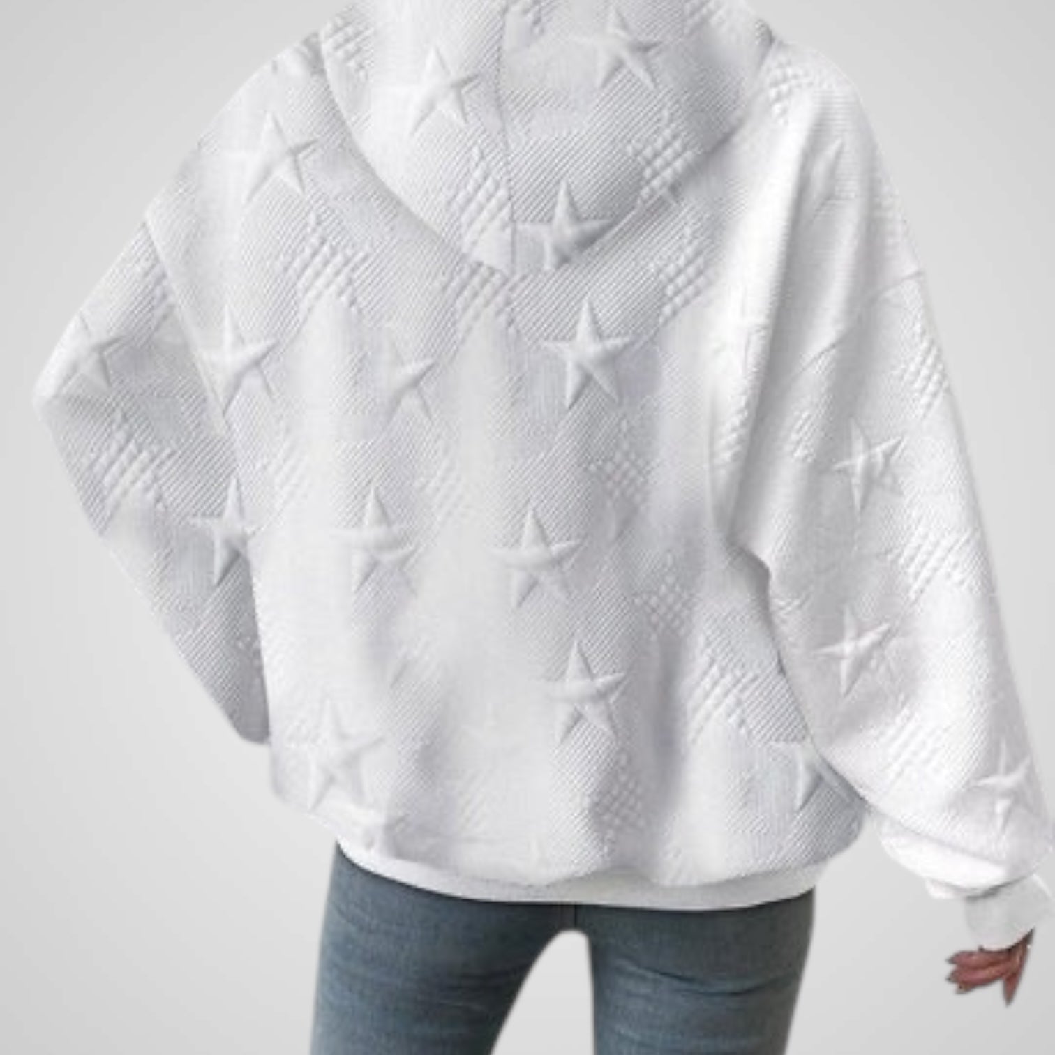 Olivia | Women's White Long Sleeve Hooded Sweater