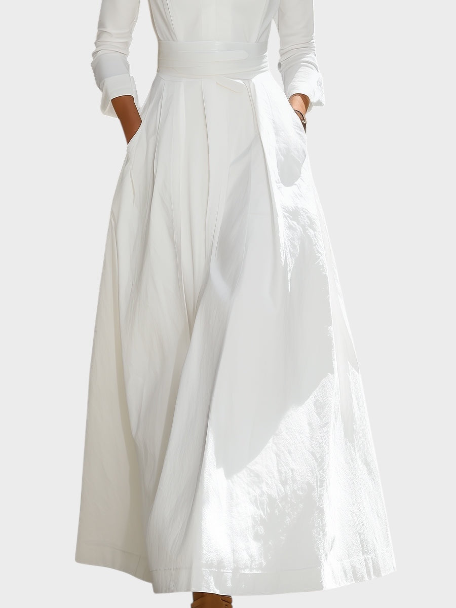 White Long Maxi Dress with Structured Line
