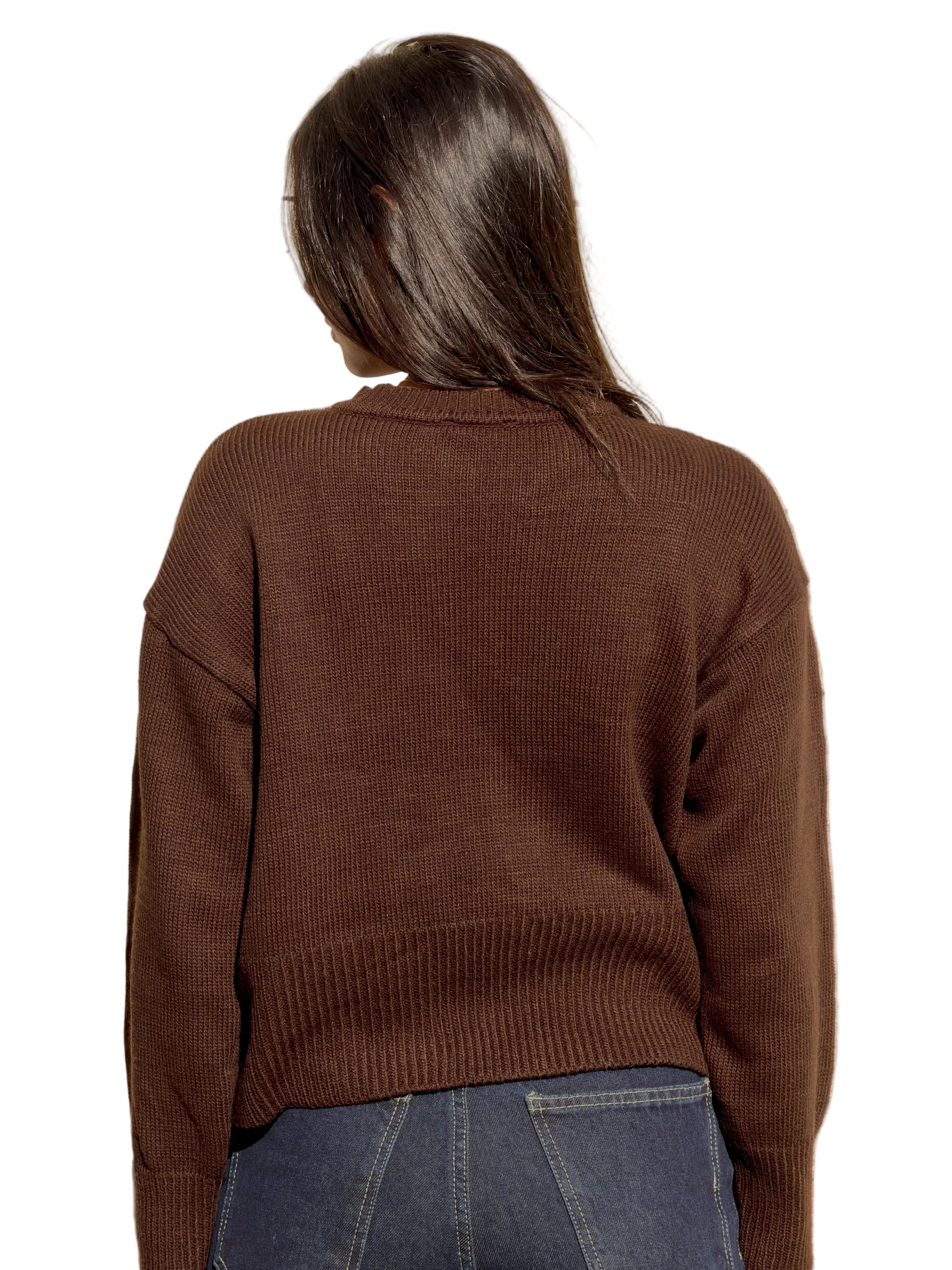 Georgina - Brown Buttoned Knit Cardigan