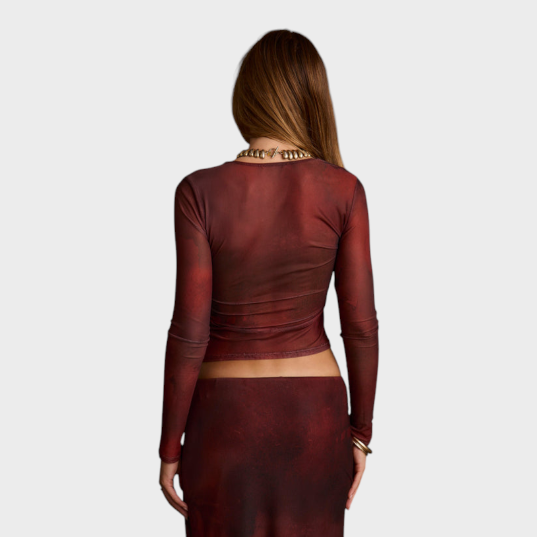 Zaria | Mulberry Blur Mesh Top